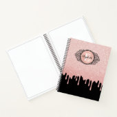 Rosa Glitzer Tropfen Monogram Sketchbook Notizblock (Innenseite)