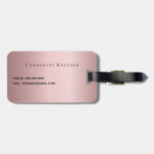 Rosa Glitzer Tropfen Monogramm Gepäckanhänger (Rückseite horizontal)