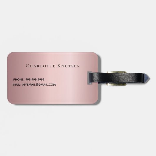 Rosa Glitzer Tropfen Monogramm Gepäckanhänger (Rückseite horizontal)