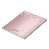 Rosa Glitzer Tropfen Monogramm-Initialen Notizblock (Rotiert)