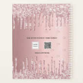 Rosa Glitzer Tropfen Monogramm-Skript 2024 Planer (Rückseite)