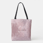 Rosa Glitzer Tropfen monogramm Tasche (Rückseite)