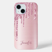 Rosa Glitzer Tropfen Name mädchen Case-Mate iPhone Hülle (Rückseite)