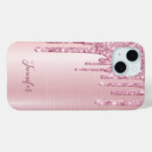 Rosa Glitzer Tropfen Name mädchen Case-Mate iPhone Hülle (Rückseite (Horizontal))