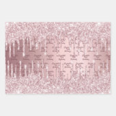 Rosa Glitzer Tropfen Rose Geschenkpapier Set (Vorderseite)