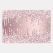 Rosa Glitzer Tropfen Rose Geschenkpapier Set (Vorderseite 3)