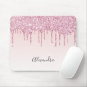 Rosa Glitzer Tropfen Rose Goldname Mousepad (Mit Mouse)