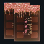 Rosa Glitzer Tropfen Schokolade Süßigkeiten Bar Sw Einladung<br><div class="desc">Anpassen für jedes Ereignis.</div>