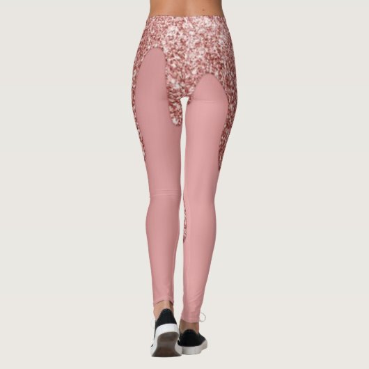 Rosa Glitzer Tropfen Sparkasse Muster Yoga Ameisen Leggings (Rückseite)