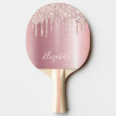 Rosa Glitzer Tropfen Tischtennis Schläger (Rückseite)
