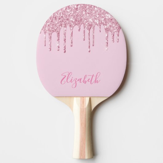 Rosa Glitzer Tropfen Tischtennis Schläger (Vorderseite)