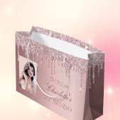 Rosa Glitzer-Tropfen zum Geburtstag Foto Große Geschenktüte