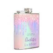 Rosa Glitzer Tropfen zum Geburtstag Name holografi Flachmann (Rechts)