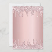 Rosa Glitzer Tropfen zum Geburtstag staubige Rose  Einladung (Rückseite)