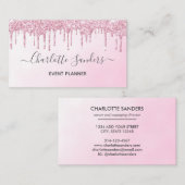 Rosa Glitzer tropfender Farbverlauf Visitenkarte (Vorne/Hinten)