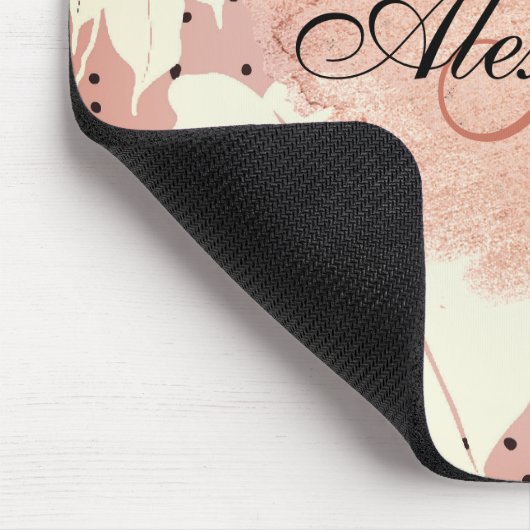 Rosa Glitzer Tropische Blätter Mousepad (Ecke)