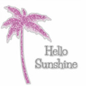 Rosa Glitzer Tropischer Palmenbaum Aufkleber (Vorderseite)