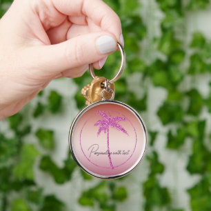 Rosa Glitzer Tropischer Palmenbaum Schlüsselanhänger