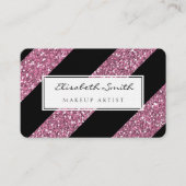 Rosa Glitzer und diagonale Streifen, Visitenkarte (Vorderseite)