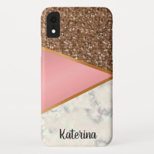 Rosa Glitzer und geometrische Marbella Gold Mobile Case-Mate iPhone Hülle