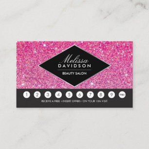 Rosa Glitzer und Glamour Salon Loyalität Karte