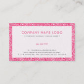 Rosa Glitzer und Glitzern rosa Akzente Visitenkarte (Rückseite)