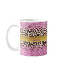 Rosa Glitzer und goldene Tasse