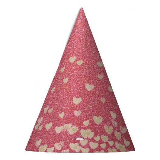 Rosa Glitzer und Herz Partyhütchen (Links)
