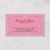 Rosa Glitzer und metallische Silberakzente Visitenkarte (Rückseite)