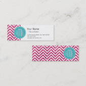 Rosa Glitzer und Minze-Monogramm Mini Visitenkarte (Vorne/Hinten)