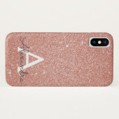 Rosa-Glitzer und Monogramm Case-Mate iPhone Hülle (Rückseite (Horizontal))