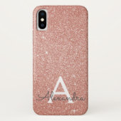 Rosa-Glitzer und Monogramm Case-Mate iPhone Hülle (Rückseite)