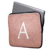 Rosa-Glitzer und Monogramm Laptopschutzhülle (Vorderseite Links)