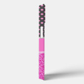 Rosa Glitzer und rosa Polka Punkte auf grau mit de Case-Mate iPhone Hülle (Rückseite / Rechts)