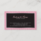 Rosa Glitzer und schwarze Silber Akzente Visitenkarte (Rückseite)