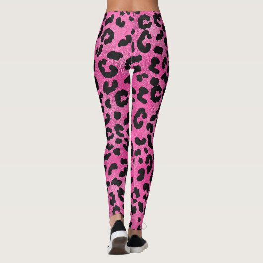 Rosa Glitzer und Schwarzer Leopard Leggings Workou (Rückseite)