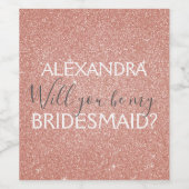Rosa Glitzer und Sparkle Bridesmaid Weinetikett (Einzelnes Label)