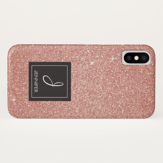 Rosa-Glitzer und Sparklogramm Case-Mate iPhone Hülle (Rückseite (Horizontal))