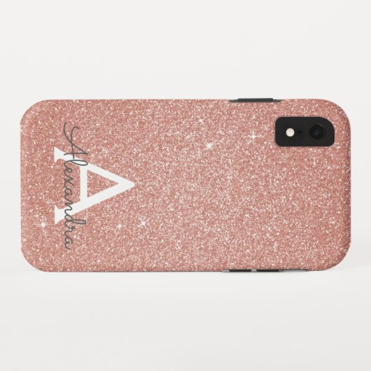 Rosa-Glitzer und Sparklogramm Case-Mate iPhone Hülle (Rückseite (Horizontal))