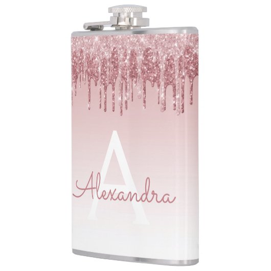 Rosa-Glitzer und Sparklogramm Flachmann (Links)