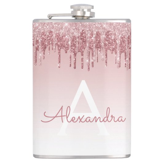 Rosa-Glitzer und Sparklogramm Flachmann (Vorderseite)