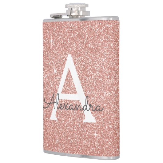 Rosa-Glitzer und Sparklogramm Flachmann (Links)