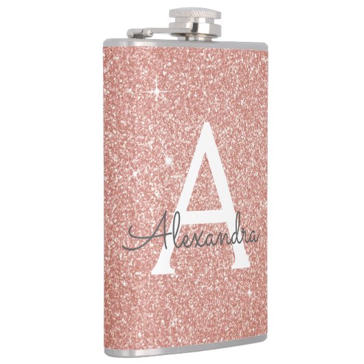 Rosa-Glitzer und Sparklogramm Flachmann (Rechts)