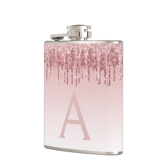 Rosa-Glitzer und Sparklogramm Flachmann (Links)