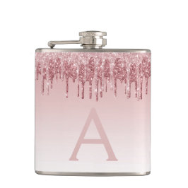 Rosa-Glitzer und Sparklogramm Flachmann