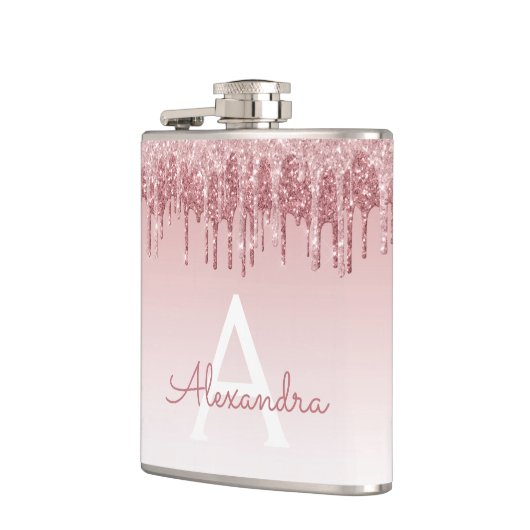 Rosa-Glitzer und Sparklogramm Flachmann (Links)