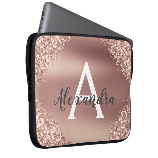 Rosa-Glitzer und Sparklogramm Laptopschutzhülle (Vorne Rechts)