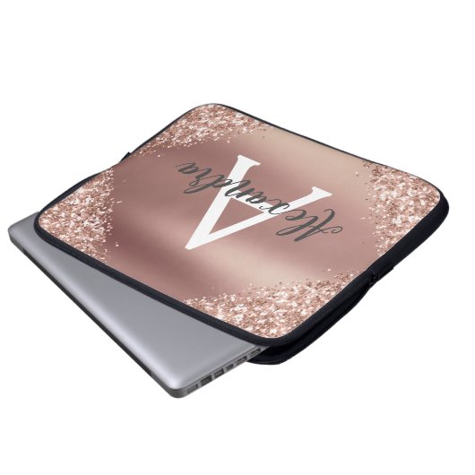Rosa-Glitzer und Sparklogramm Laptopschutzhülle (Vorne Knopf)
