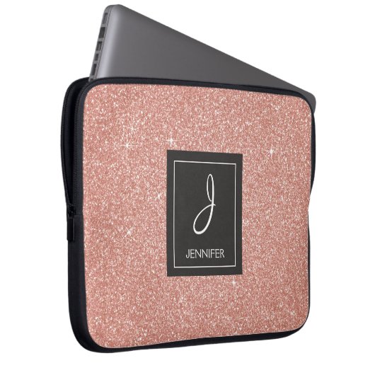 Rosa-Glitzer und Sparklogramm Laptopschutzhülle (Vorne Rechts)