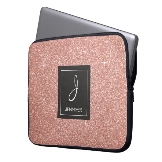Rosa-Glitzer und Sparklogramm Laptopschutzhülle (Vorderseite Links)